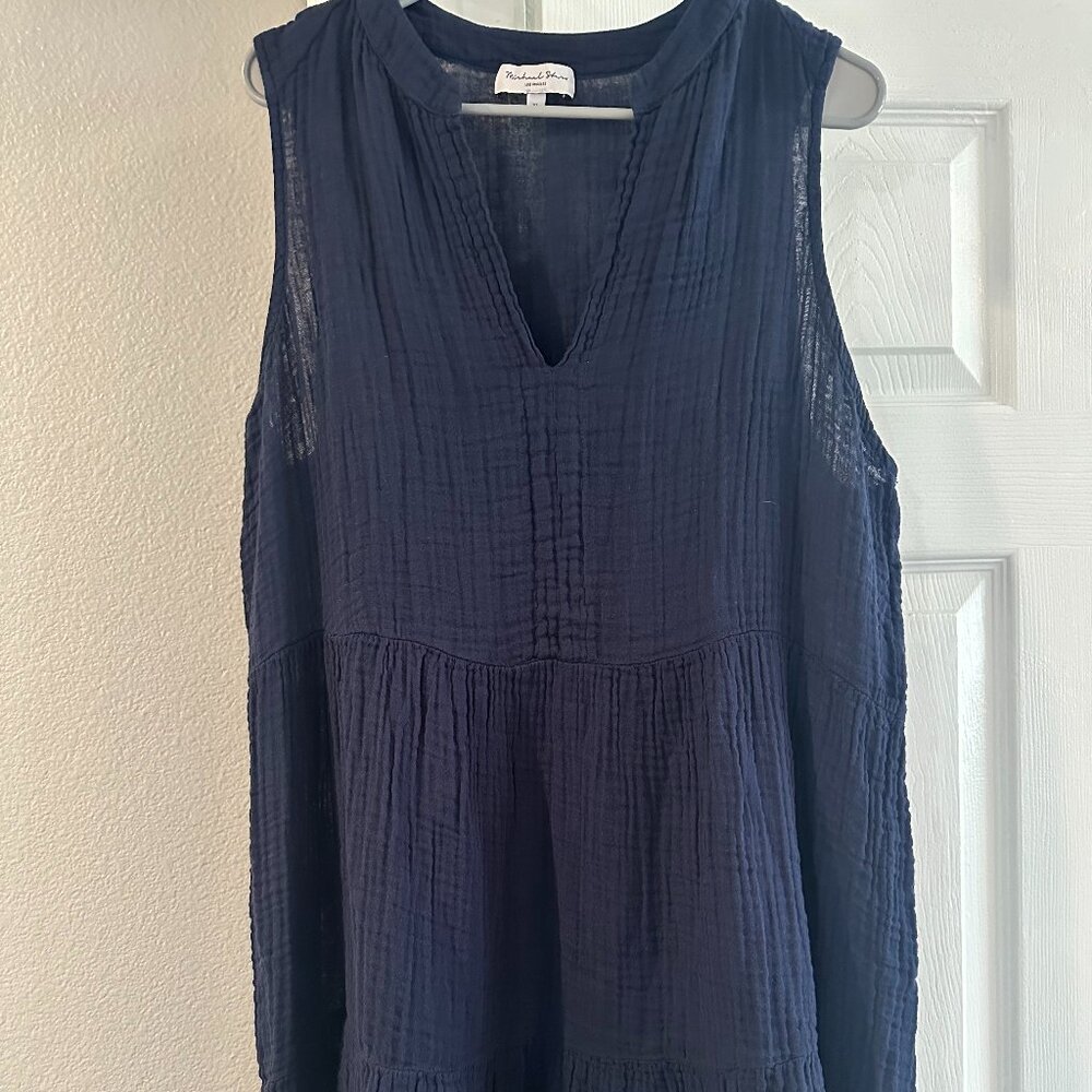 Michael Stars Daisy Gauze Dress in Navy